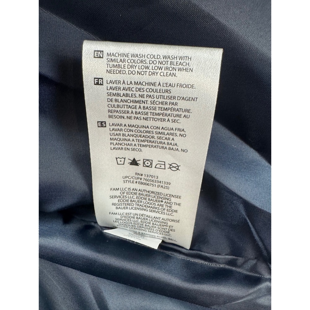 Eddie Bauer Baywood Hooded Jacket Mens Medium Blue Puffer hiking outdoor NWT - Picture 10 of 16